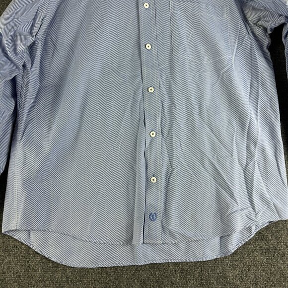 Bugatchi Uomo Shirt Mens Medium Button Up Blue Stripe Cotton Pocket - Picture 2 of 11